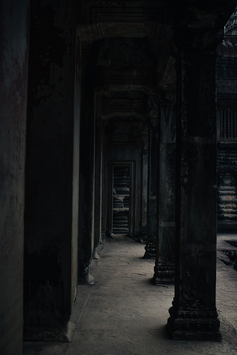 Doorways at Angkor Wat temple complex Siem Reap Cambodia.