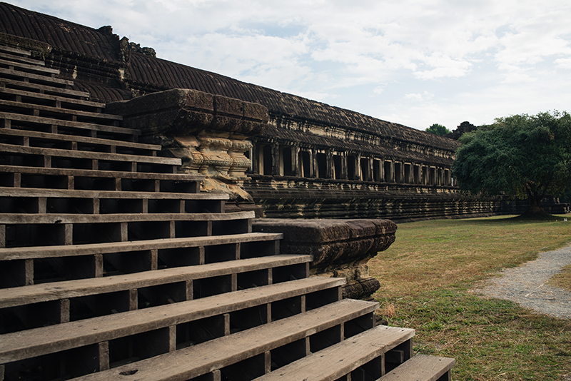 Steps at Angkor Wat temple complex Siem Reap Cambodia.