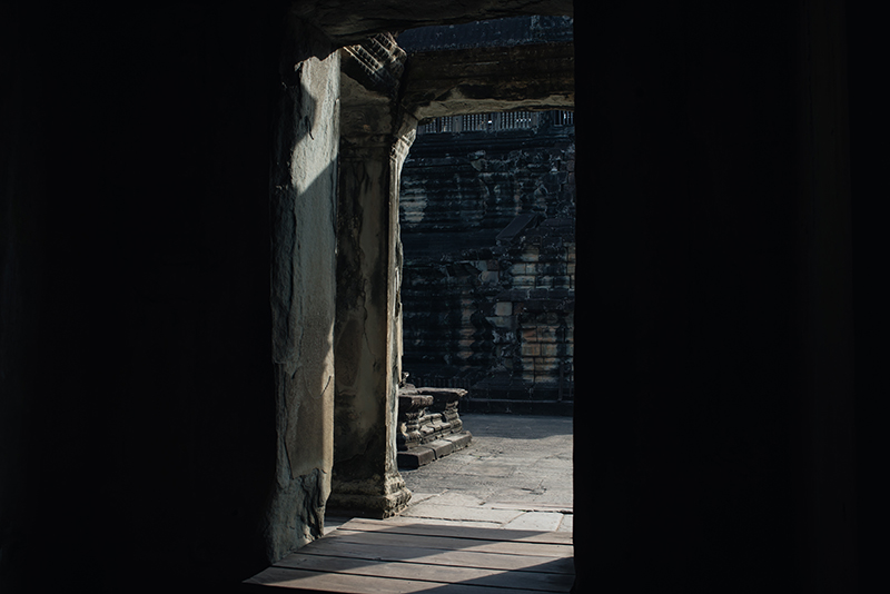 Doorway Angkor Wat temple complex Siem Reap Cambodia.