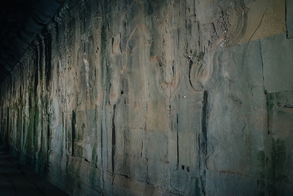 Ta Prohm temple Siem Reap Angkor Cambodia. Crumbling ruins.