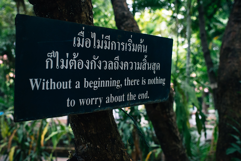 Wat Phra Singh temple sign Chiang Mai Thailand.