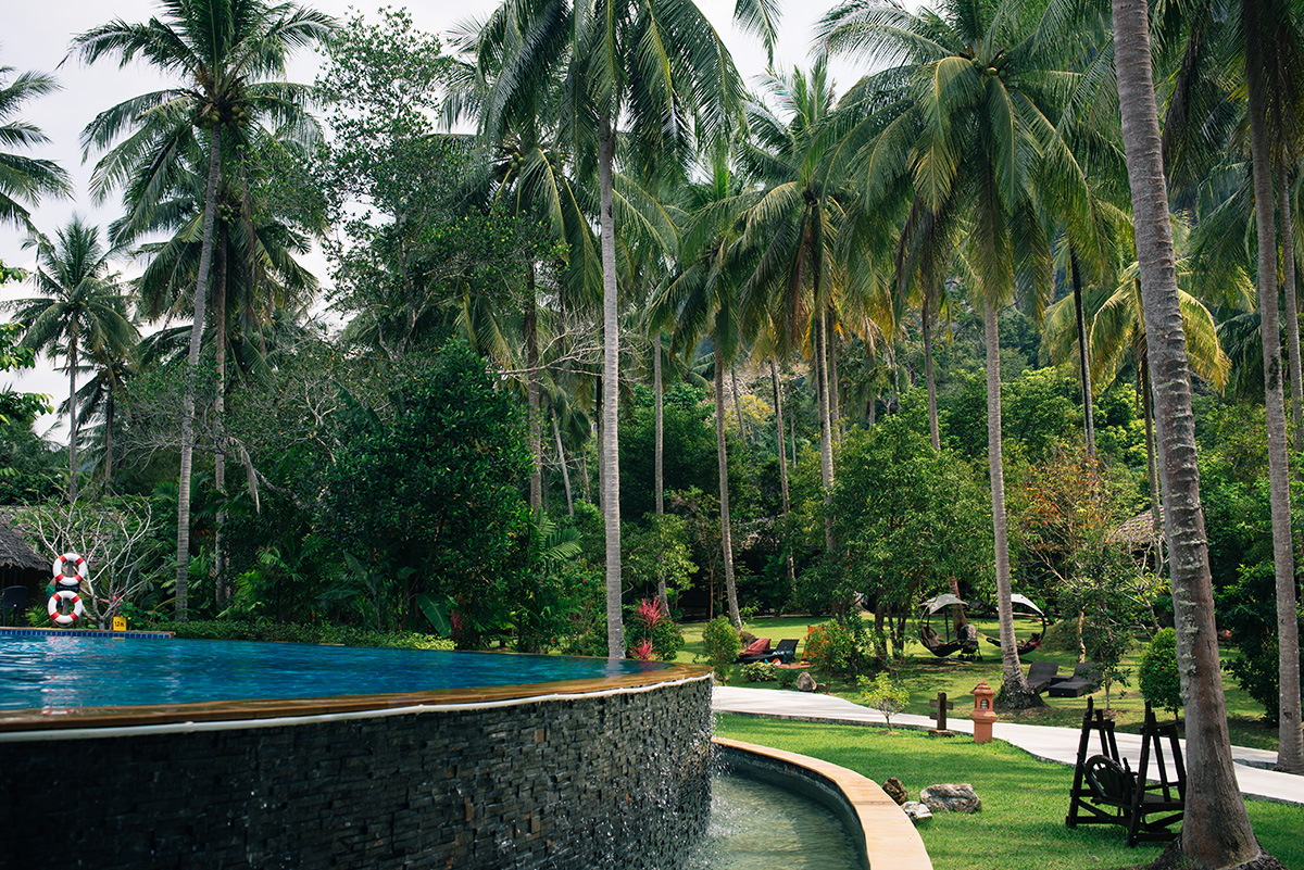 Ban Sainai Resort pool and palm trees Ao Nang Krabi Thailand