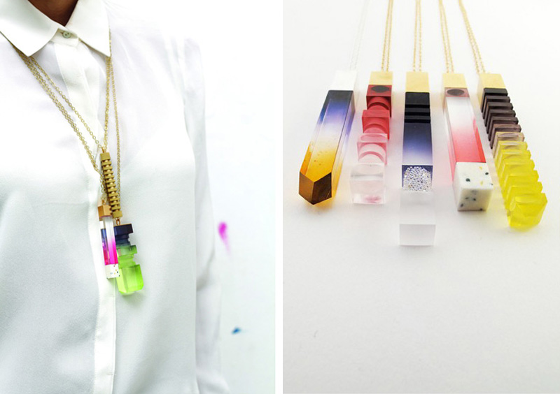 Lily Kamper Ombre Necklaces, Metal Perspex Resin Jewelery