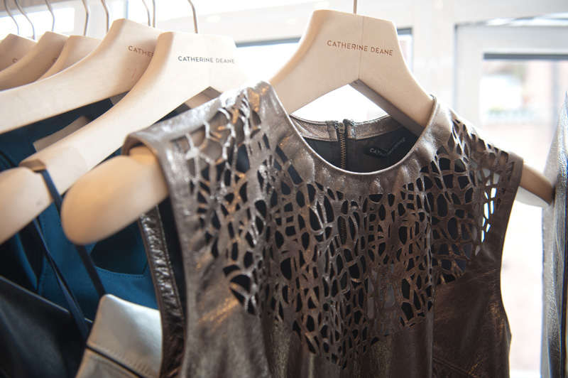 Dust PR AW13 Press Day, Catherine Deane Dresses in pewter metallic leather with laser cut detail, FAIIINT