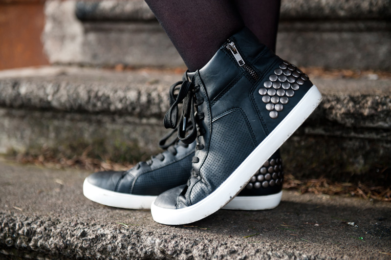 FAIIINT wearign Stylistpick Avery studded leather sneakers trainers shoes