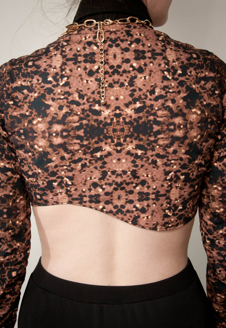 FAIIINT Brain Print Shirt Outfit FAIIINT, Outfit, Shirt, Cut outs, Made, DIY, Bodysuit, Print, Brain, Sheer Maxi, Spikes, Choker, Vero Moda, ASOS, Black, Nude, Peach, Gold