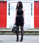 Fashion Blogger FAIIINT wearing Moxham Anubis Necklace, Topshop Boutique Dress, Finsk Wedges, Balenciaga Bag, ASOS Belt, All Black, Street Style. Photo courtesy of Kylie at Memoir Mode.