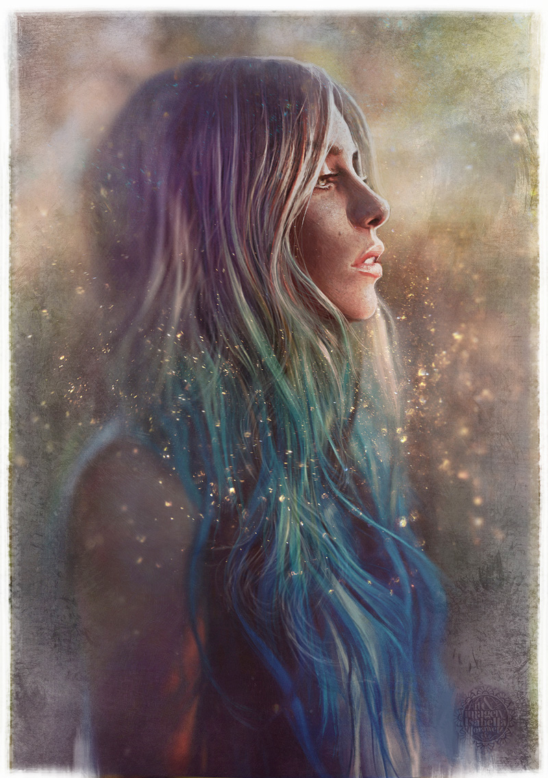 Isabella Morawetz Isabella Morawetz, Girl, Painting, Digital, Photoshop, Ombre, Hair, Pastel, Fairytale, Sparkly, Dip Dye, Blue, Green, Portrait