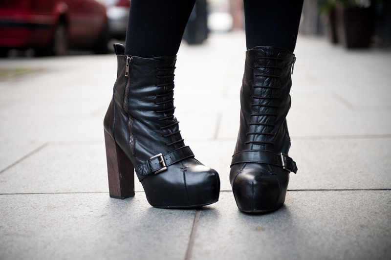 FAIIINT, Outfit, Detail, Topshop, Boutique, Boots, Heels, Lace up, Platform, Black, Leather, Wooden Heel, Buckle,