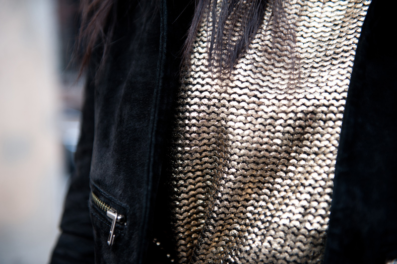 FAIIINT, Outfit, Black, Gold, Brown, Metallic, Knit, Chunky, Sweater, Jumper, Boohoo, Boohoo.com, Topshop, Jacket, Suede, Cropped, Leather, Detail, Close Up