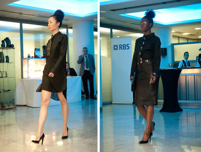 Hemyca Atelier Event RBS London Hemyca, Clothing, Leather, Dress, Texture, Jewelled, Shirts, Tailoring, Sheer, Black, Designer, Independent, Handmade, ss 13, 2013, London, Collection, Catwalk, Event, Party, RBS, Building, Blue, Bracher Emden, Bags, Clutches,