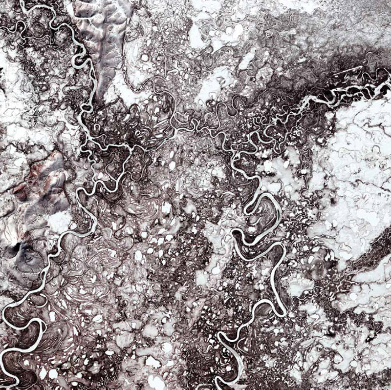 NASA, Earth As Art, Landsat 7, Mayn River, Russia,