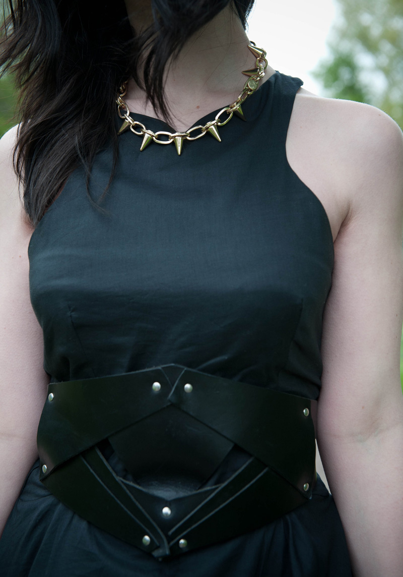 Nelly Launch Outfit FAIIINT Asymmetric Dress Nelly, Nelly.com, Launch Party, FAIIINT, Asymmetric, Dress, Black, COS Belt, Rick Owens, Wedges, ASOS, Spiked, Choker, Park, Outfit, DIY, Hand Made, Black Outfit, Black on Black, Fashion, Shoes, Style