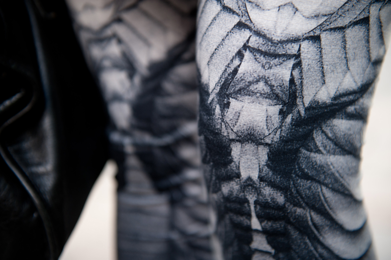 Geogria Hardinge for River Island Design Forum printed leggings close up detail