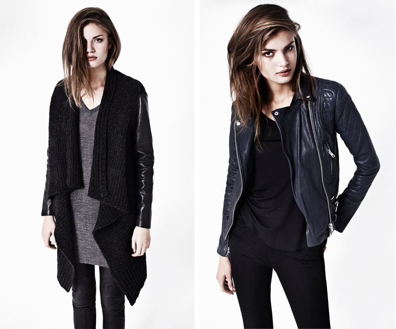 Allsaints Autumn Winter 2012 Lookbook Allsaints, Autumn, Winter, 2012, Lookbook, Force Cardigan, Wasson Jumper Dress, Biker Trouser, Jules Boot, Biker Jacket, Navy, Blue, Leather