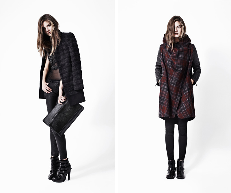 Allsaints Autumn Winter 2012 Lookbook Allsaints, Autumn, Winter, 2012, Lookbook, Fur Shield Coat, Conical Tee, Biker Trouser, Widow Buckle Boot, Kubrick Clutch, Check Gaboury Parka, Roseport Ashby, Jules Biker Boot