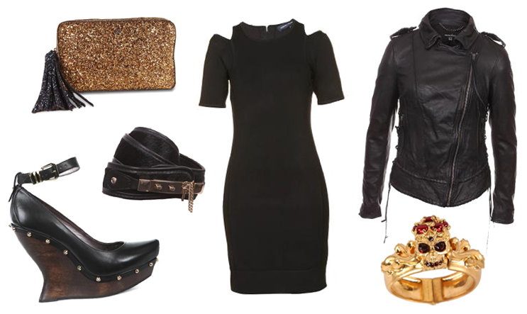 Cruise Fashion Christmas Party Outfit Cruise Fashion, FAIIINT, Christmas, Outfit, Party, Xmas, Alexander McQueen, McQ, Skull, Bracelet, Bangle, Cuff, Wedges, Studded, Wooden, French Connection, Dress, MuuBaa, Leather Jacket, Ponyhair, Belt, Texture, Anya Hindmarch, Glitter, Clutch, Gold, Red, Burgundy, Oxblood, Black, Gunmetal,