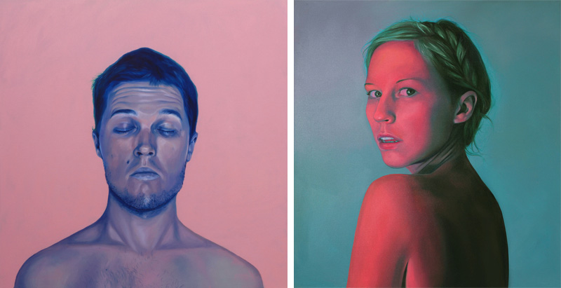 Jen Mann Strange Beauties John & Nightlight, boy & girl portrait, art, painting, illustration, realistic