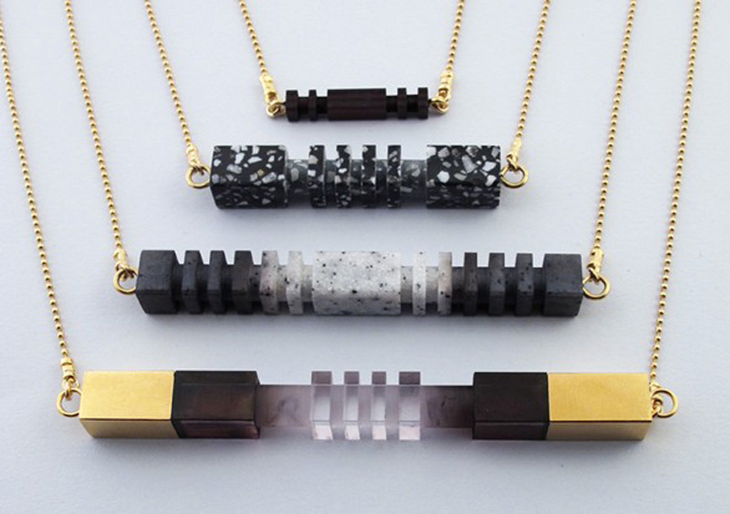 Lily Kamper Ombre Necklaces, Metal Perspex Resin Jewelery