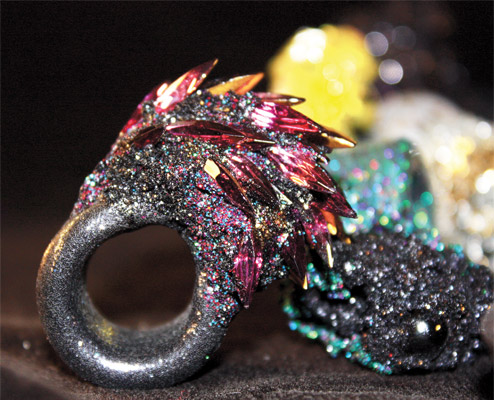Maud Traon, Rings, Jewellery, Jewelry, Glitter, Spikes, Space, Galaxy